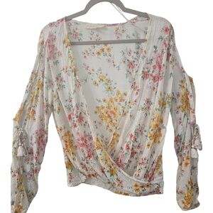 Lovestitch Floral Print Long Sleeve Wrap Blouse
